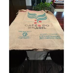 Vintage Brazil Coffee Burlap Sack 38x27-Jute Bag -Fair Trade Castanhal